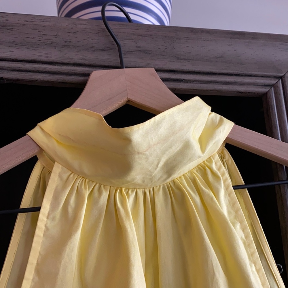J.Crew Yellow Poplin Tie Neck Top Size 00P - Picture 2 of 7